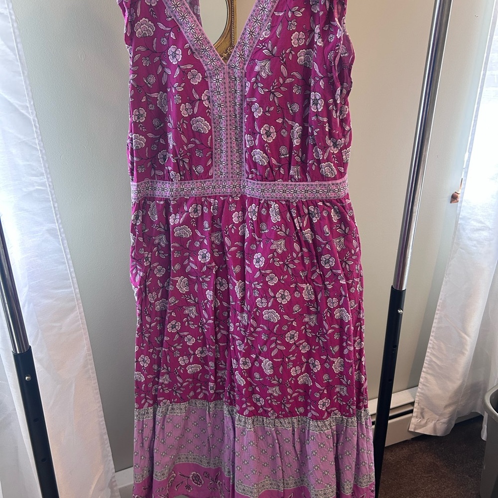 LOFT Sleeveless Floral Maxi Dress in Magenta and Lavender Tones